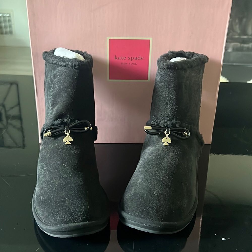 Kate Spade Faux Shearling Suede Boots black